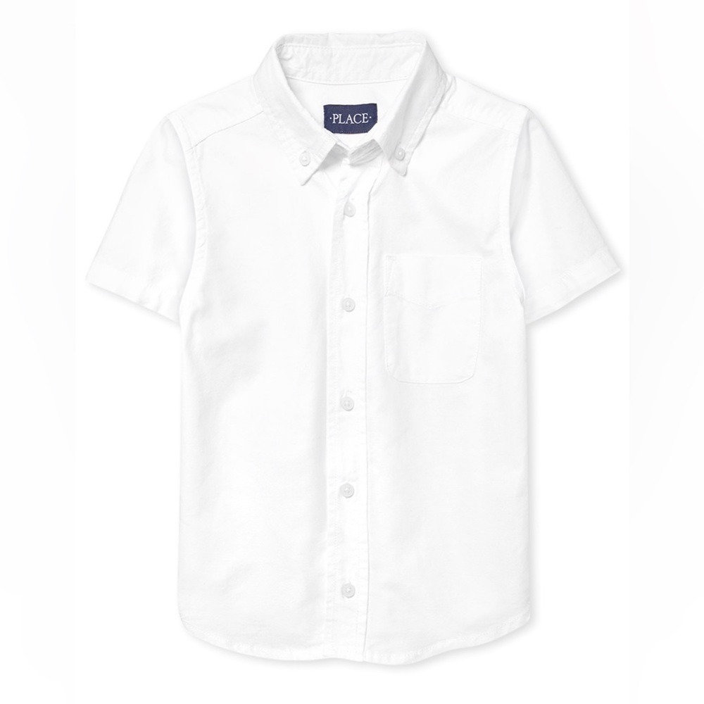 Children’s Place Boy’s Short Sleeve Oxford Uniform Shirt, White, Medium 7/8 NWT